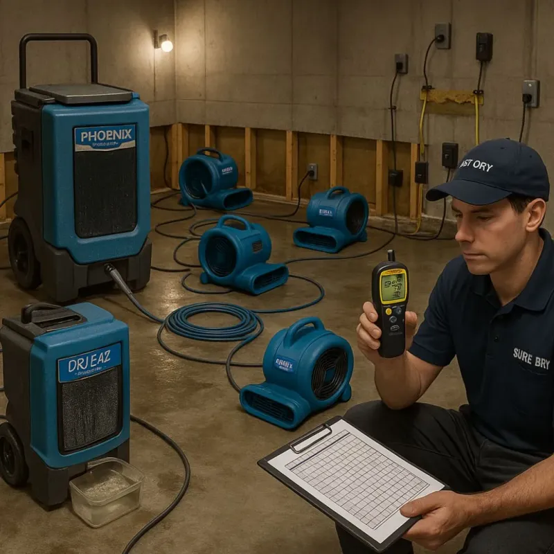 Structural Drying and Dehumidification process in Riverwoods, IL